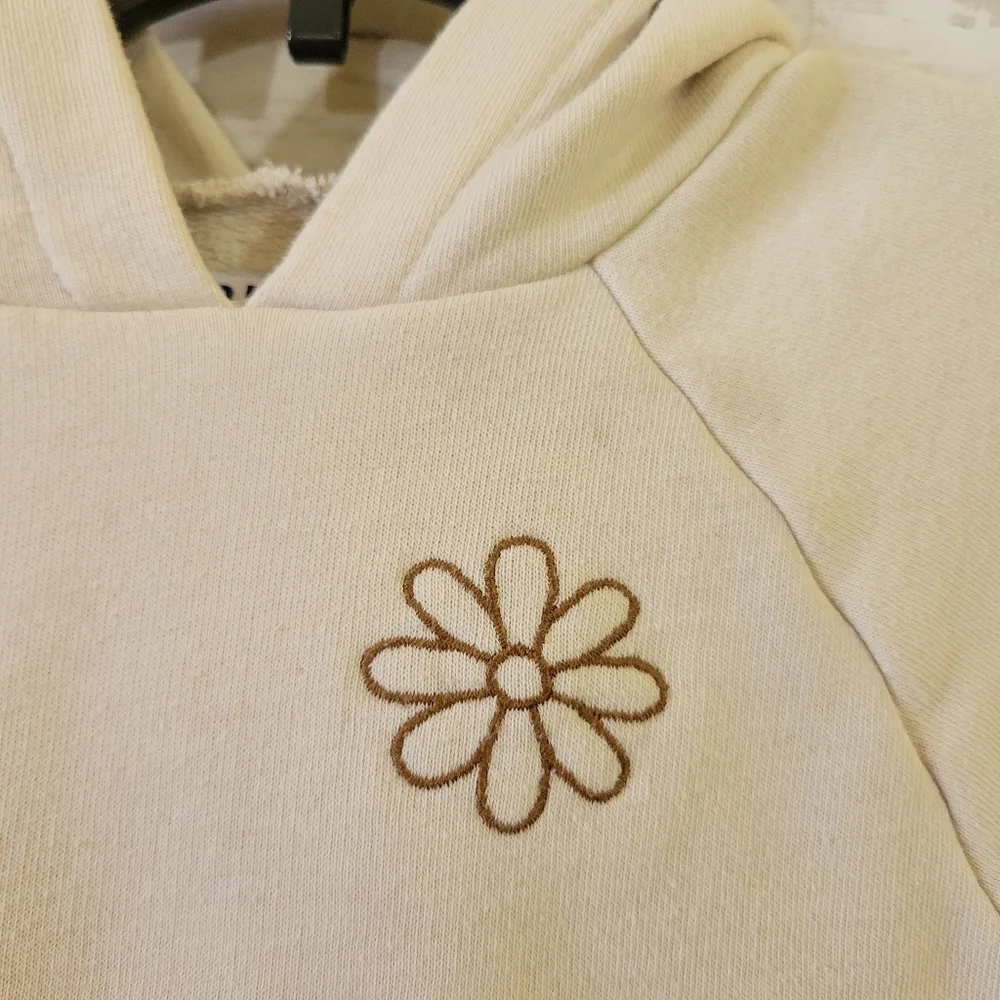 Old Navy  Baby Girl Kids Cream Hoodie with Flower Embroidery Size 18-24‎ M